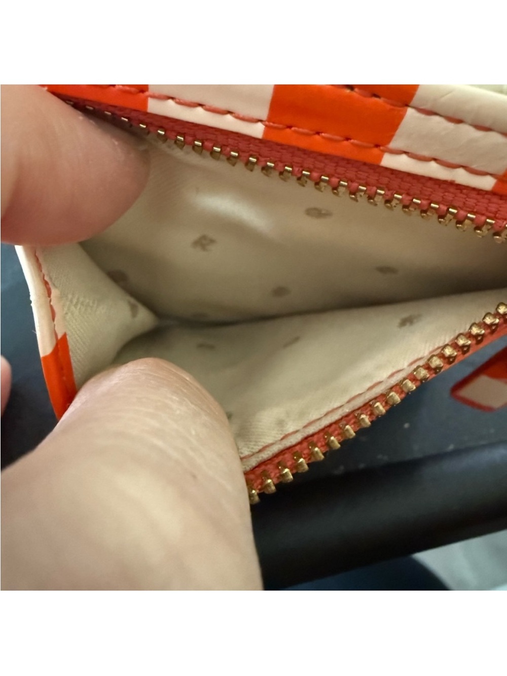 kate spade Orange and White Striped Card Holder with Spade Logo - Picture 9 of 10